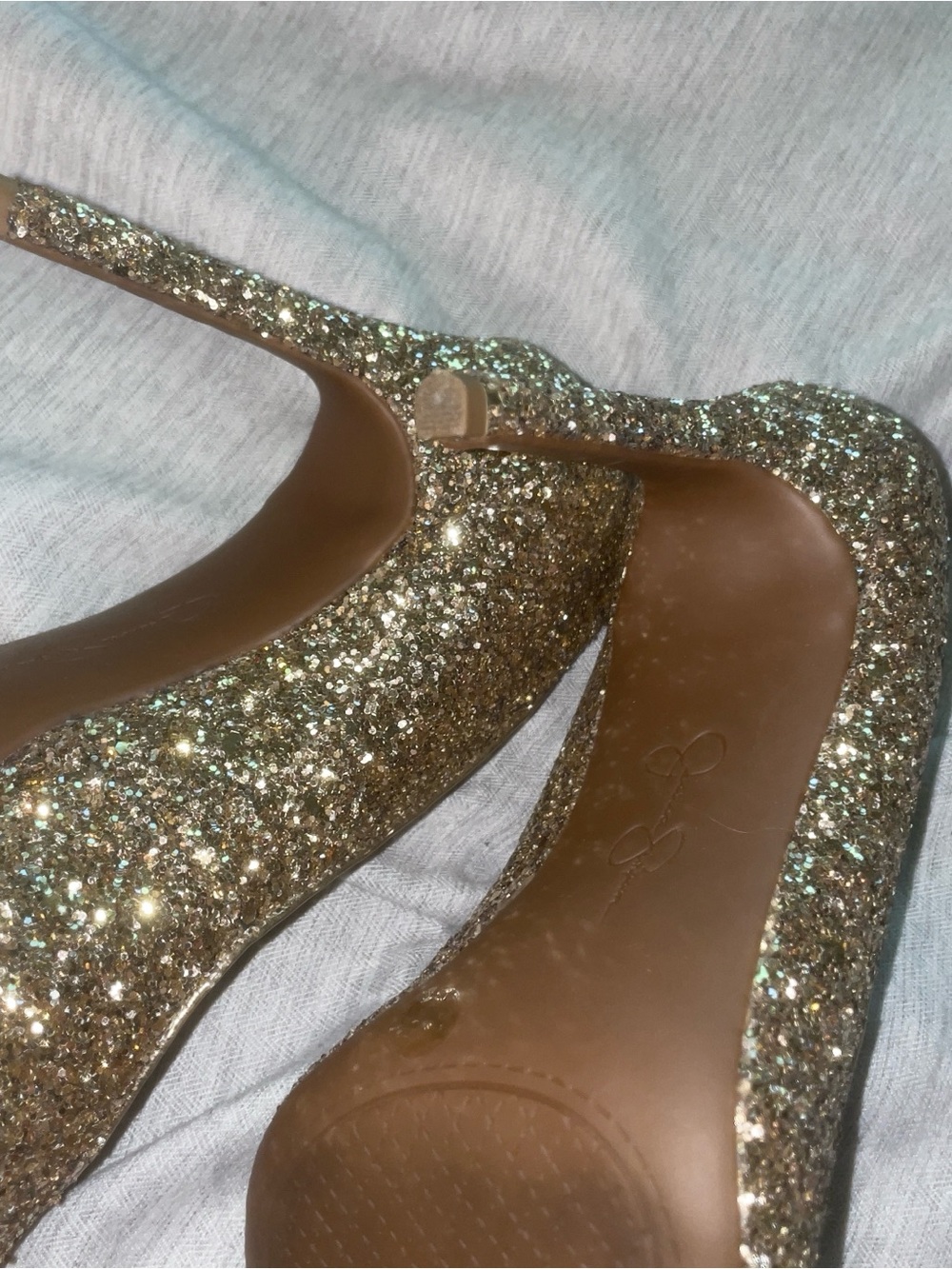 Jessica Simpson Glitter Pointed Toe Heels in Gold- BRAND NEW - Picture 5 of 5